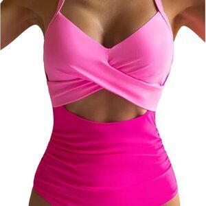 Eomenie One Piece High Waisted Pink/Hot Pink